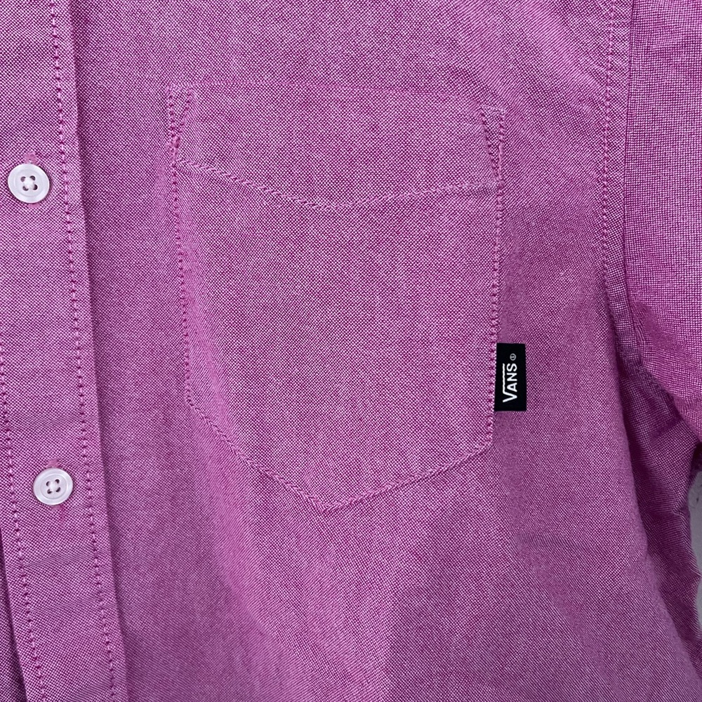 Vans Shirt Classic Fit Short Sleeve Button Down 100% Cotton Chambray Men’s Small - Picture 4 of 5